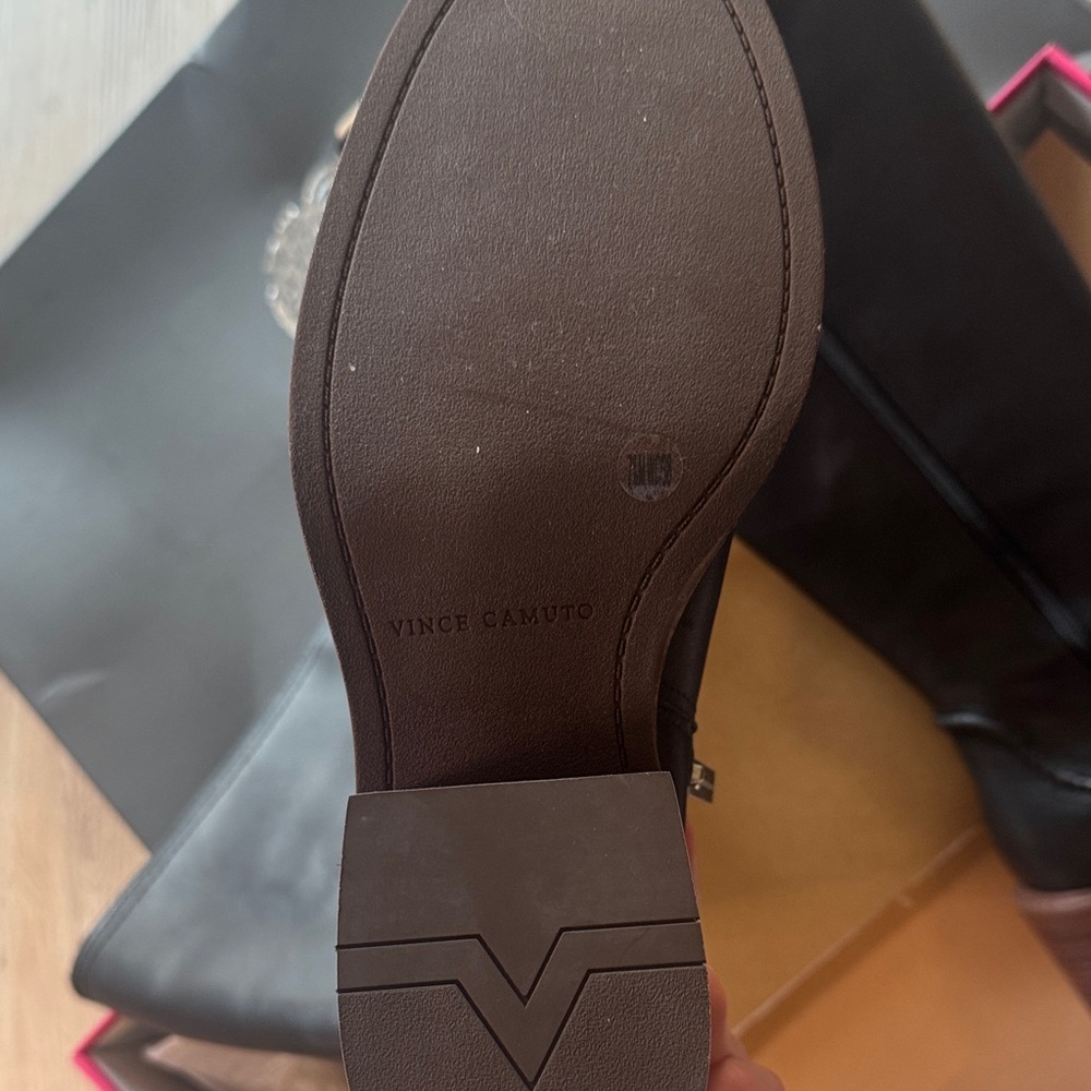 Vince Camuto Black Leather Heeled Boots - Picture 2 of 3